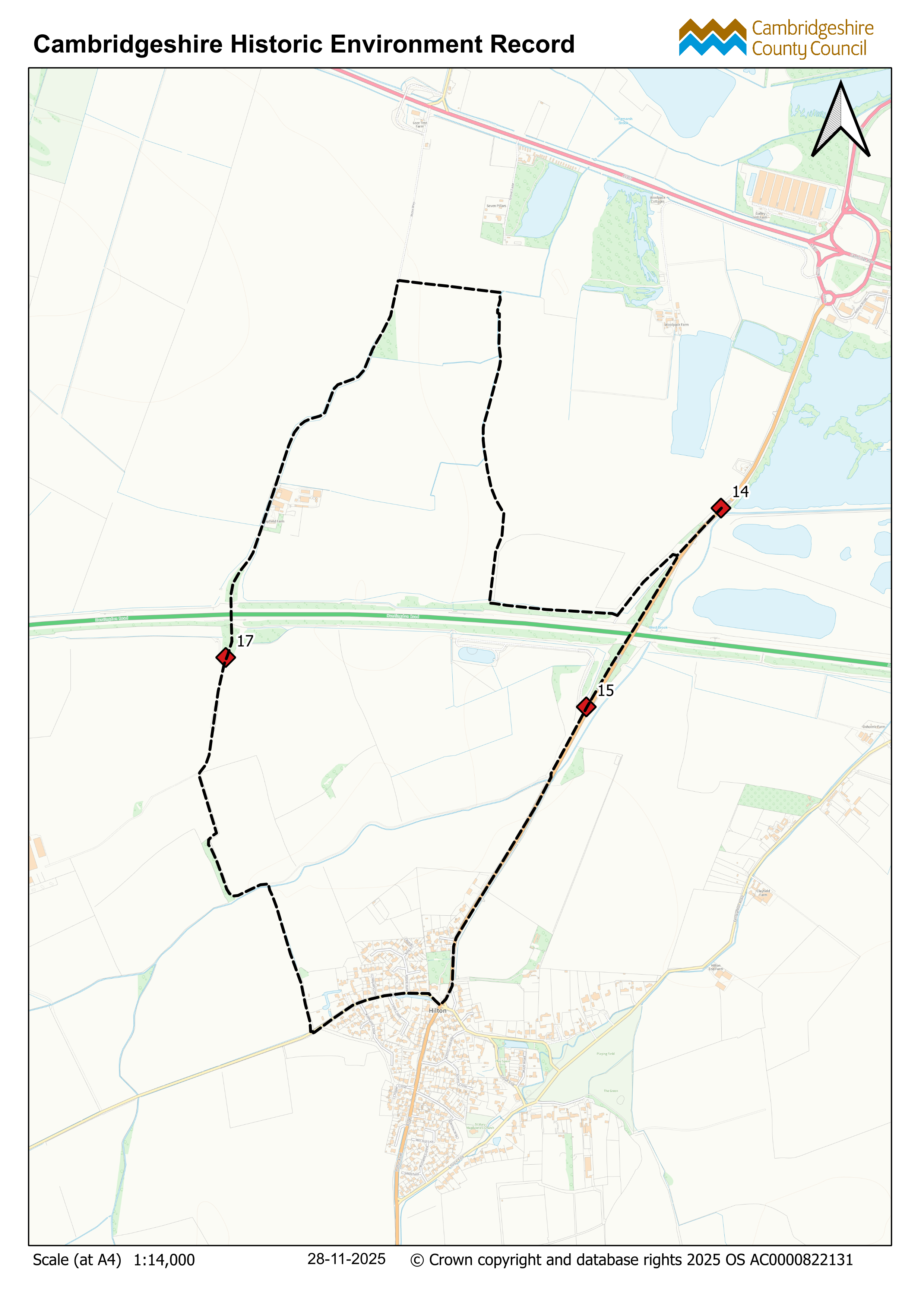 A14 Improvement Scheme suggested walking route Hilton